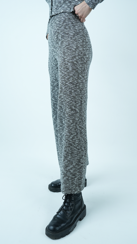 Pantalon Long Confortable en Tricot Chiné