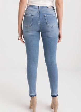 Jeans Skinny Délavés avec Détails Déchirés