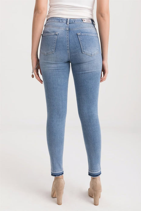 Jeans Skinny Délavés avec Détails Déchirés