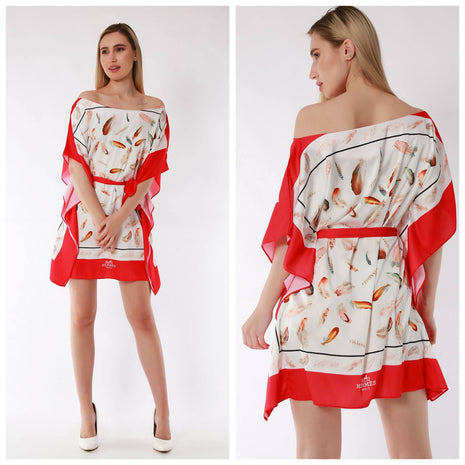 Robe à Motifs Colorés HERMES-Blanche