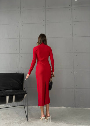 Robe Moulante  Midi Rouge Audacieuse