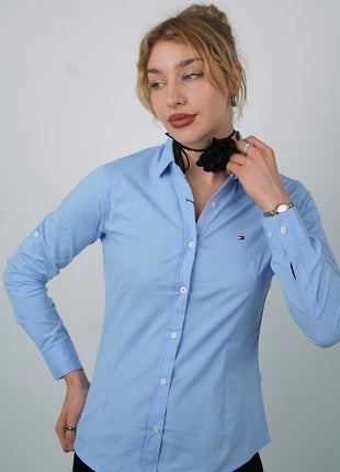 Chemise Polo Classique Pour Femmes-Bleu Ciel