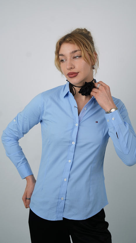 Chemise Polo Classique Pour Femmes-Bleu Ciel