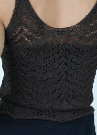 Top Ajouré en Tricot Marron