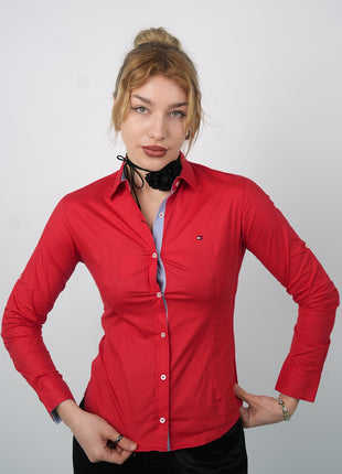 Chemise Polo Classique Pour Femmes-Rouge