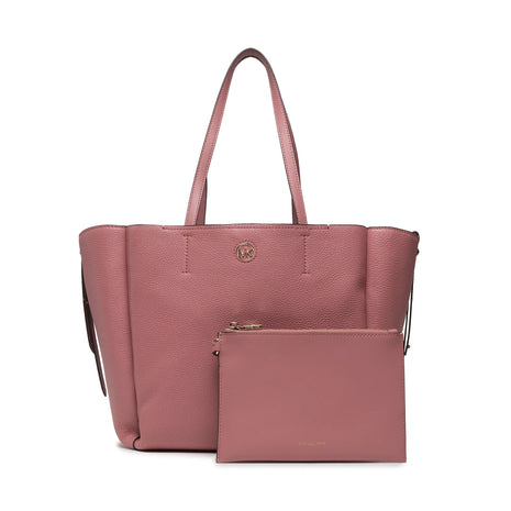 Sac cabas Michael Kors en cuir rose avec pochette assortie