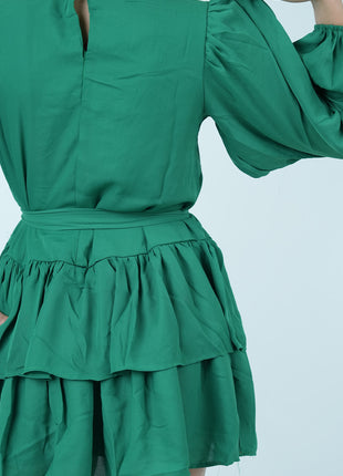 Robe Volantée Vert Émeraude