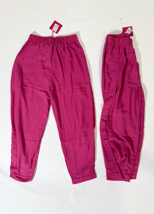 Pantalon Sarouel Rose Aéré à Fentes Latérales