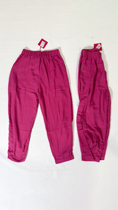 Pantalon Sarouel Rose Aéré à Fentes Latérales