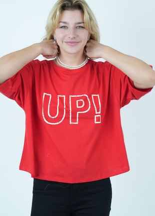 T-shirt Oversize Rouge 'UP!'