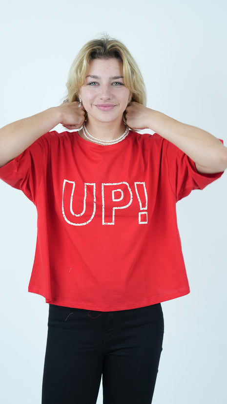 T-shirt Oversize Rouge 'UP!'