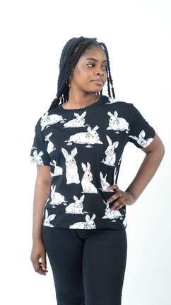 T-shirt Noir Motif Lapins