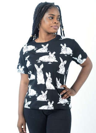 T-shirt Noir Motif Lapins