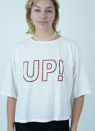 T-shirt Oversize Blanc 'UP!'