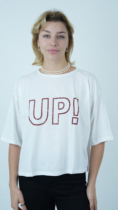 T-shirt Oversize Blanc 'UP!'