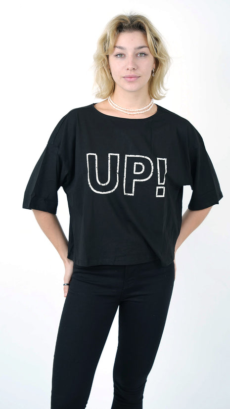 T-shirt Oversize Noir 'UP!'