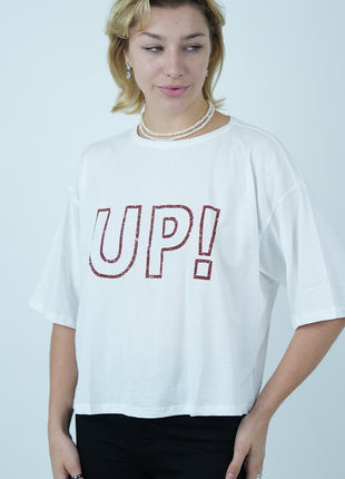 T-shirt Oversize Blanc 'UP!'