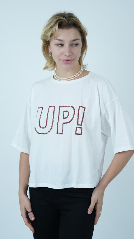 T-shirt Oversize Blanc 'UP!'