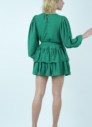 Robe Volantée Vert Émeraude