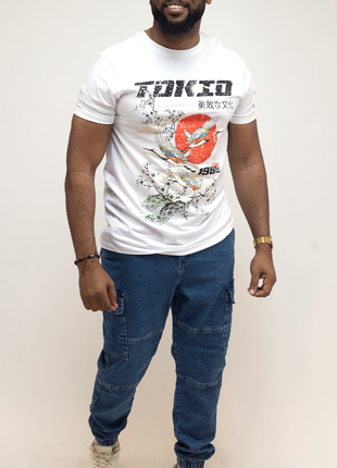 T-Shirt Blanc Imprimé Tokyo pour Homme